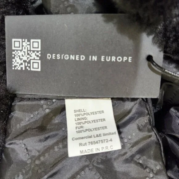 💋CHIC & SEXY💋Lux Black Vegan Shearling Lamb & Fox Fur Hoodded Crop Jacket - Picture 16 of 16